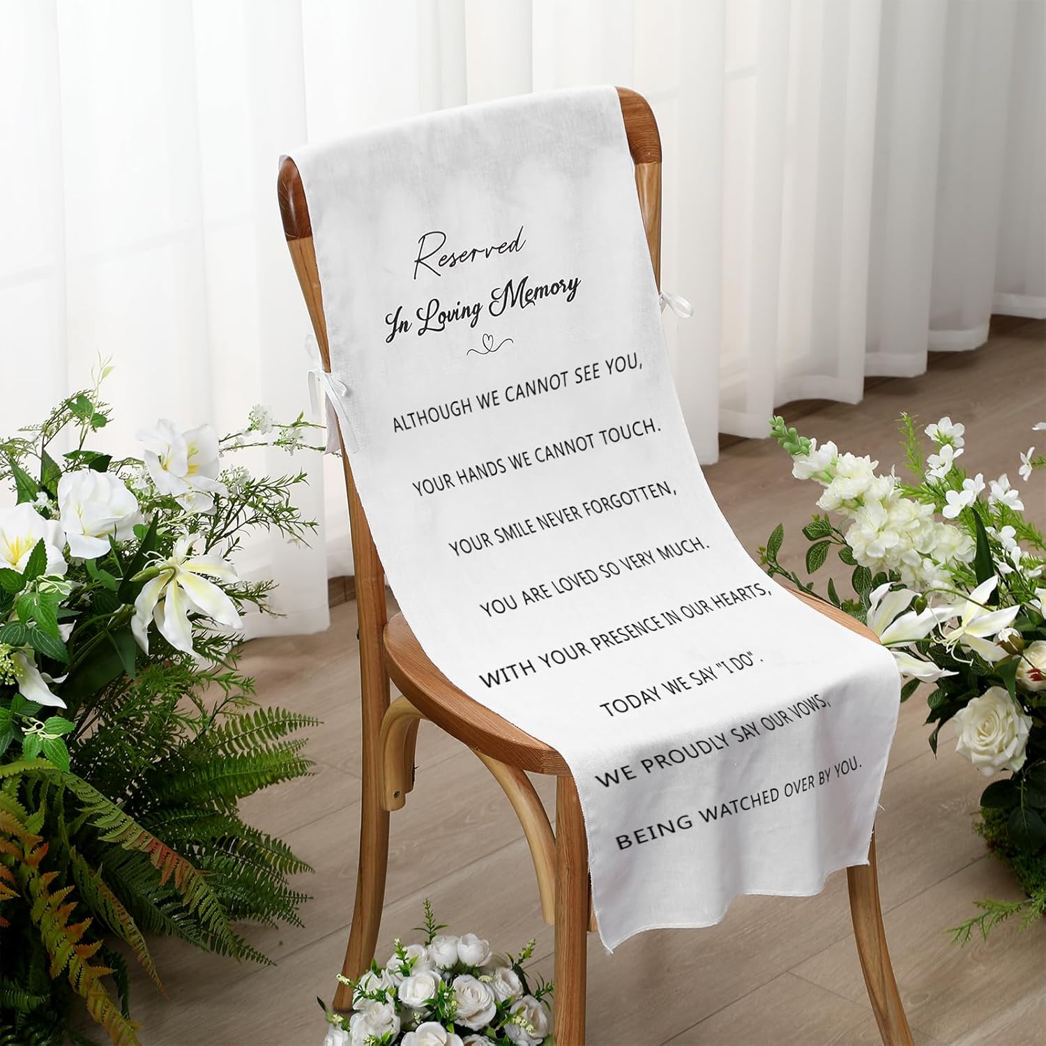 Loving Memory Wedding Chair Sign Banner White 15 x 50