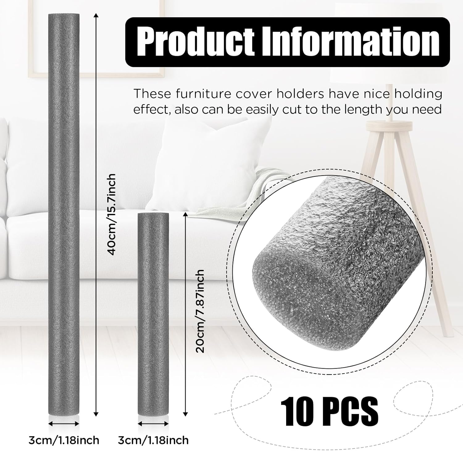 LEIFIDE 10Pcs Foam Tuck Grips for Sofa Slipcovers