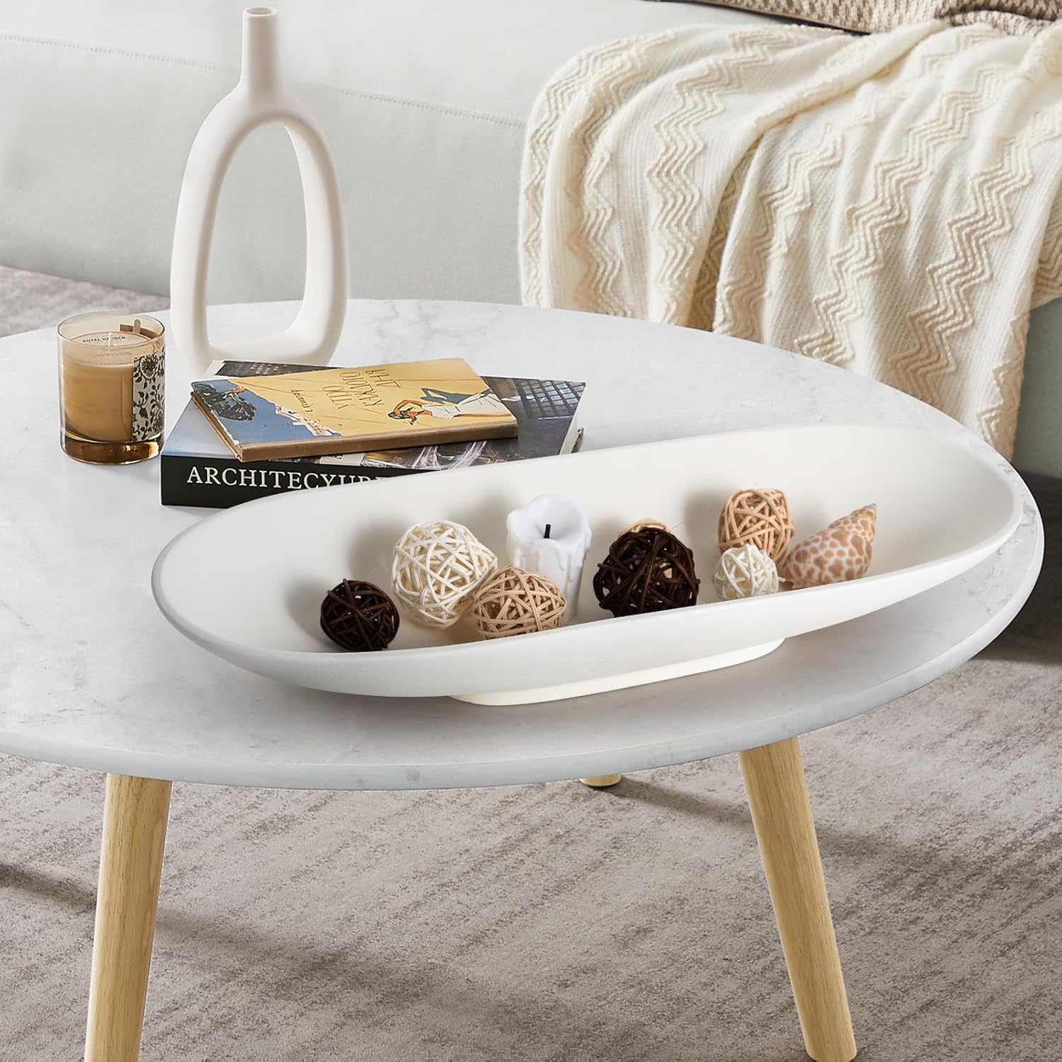 Large Decorative Long Bowl for Home Decor
