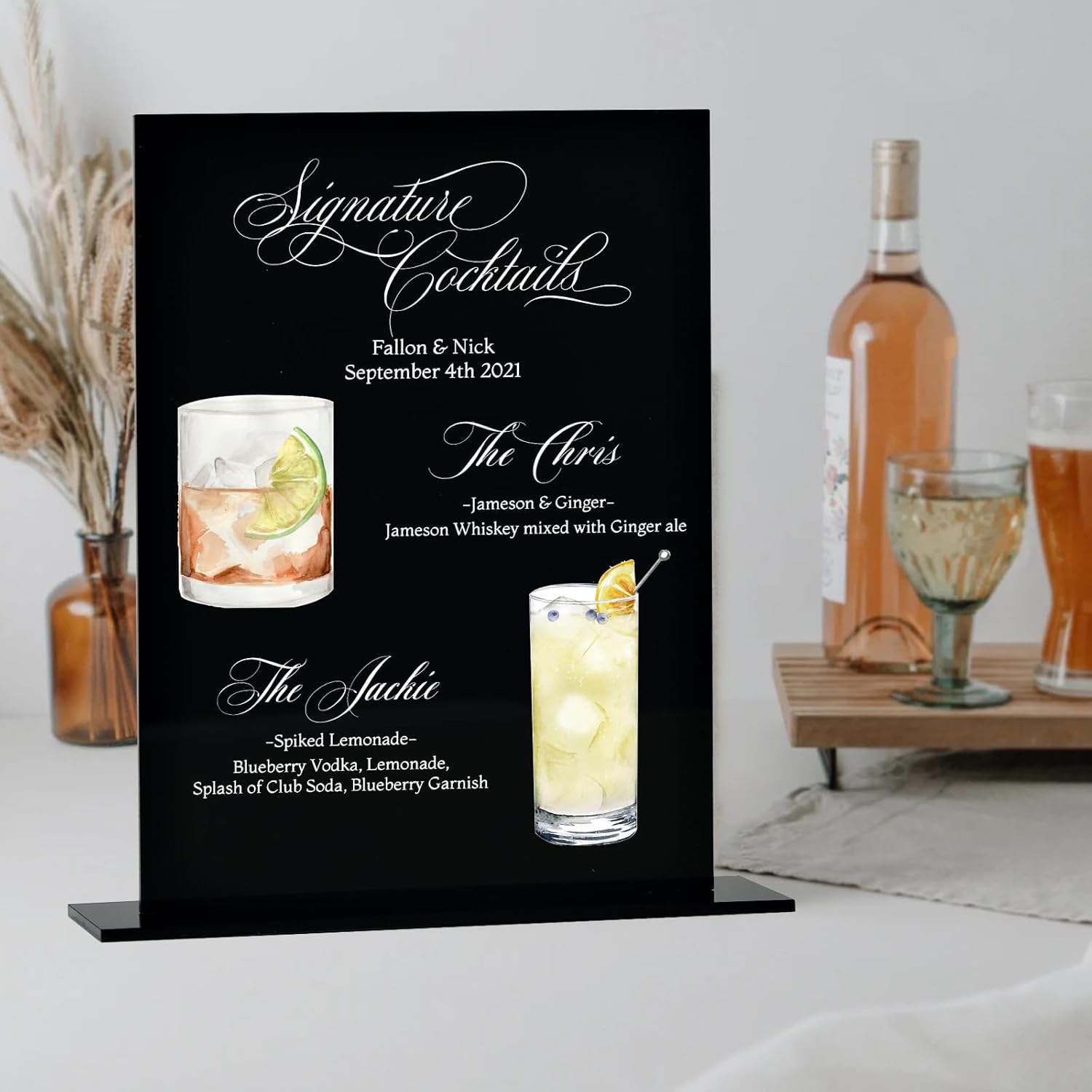 JINMURY 8x10 Inch Black Acrylic Sign with Stand 5 Pack
