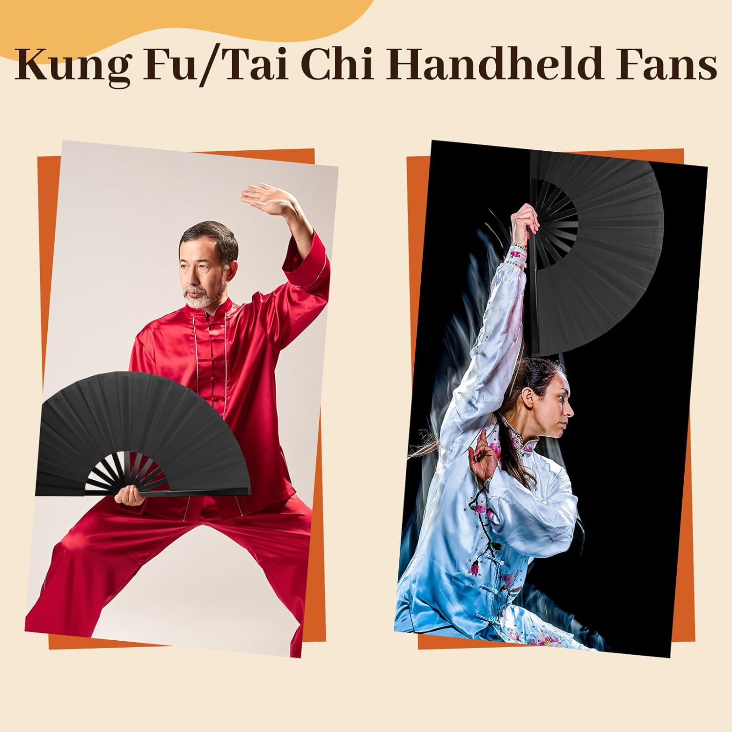 8PCS Large Folding Fans Set for Line Dance and Popping