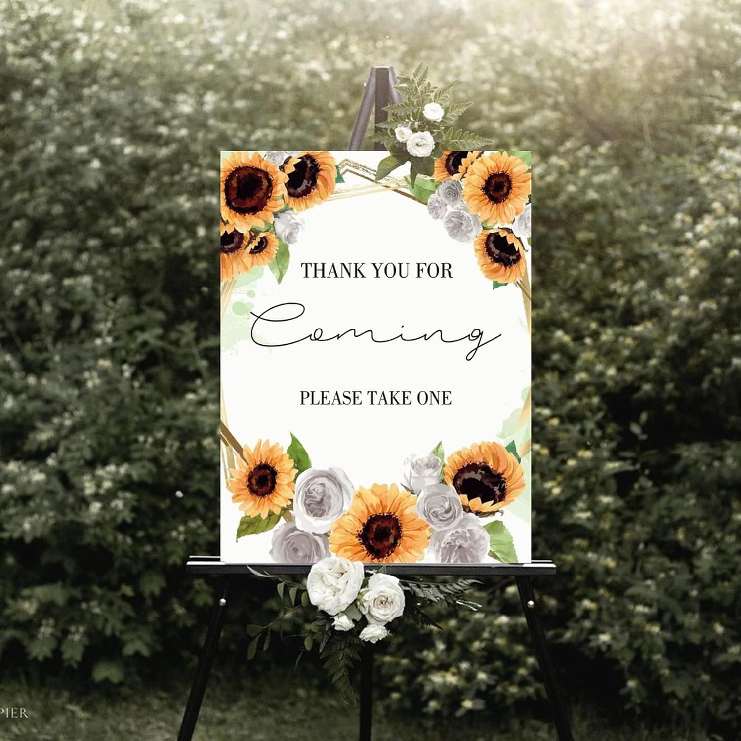 Alioyoit 12x16 Inch Personalized Wood Wedding Sign with Sunflowers