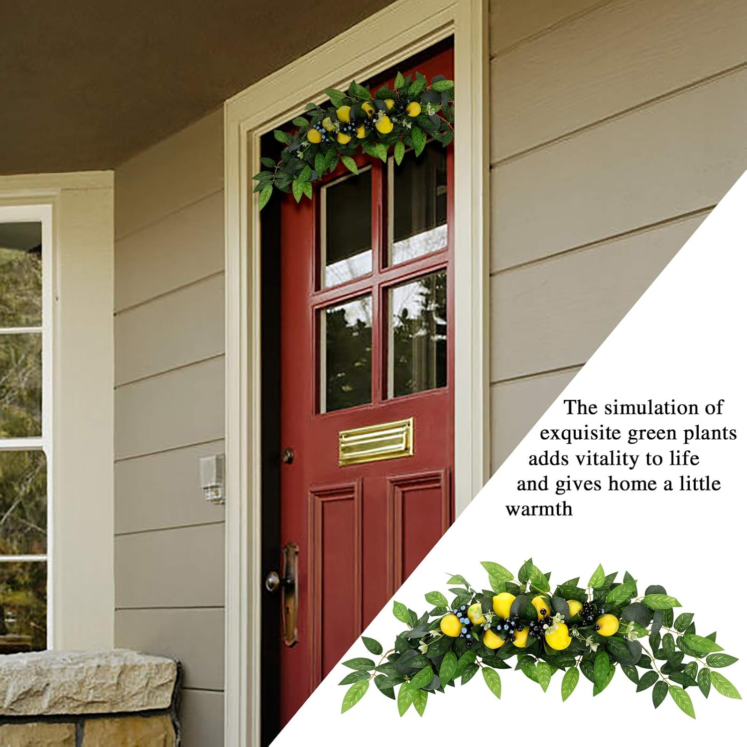 Artificial Lemon Swag Wreath 30 Inch Decor