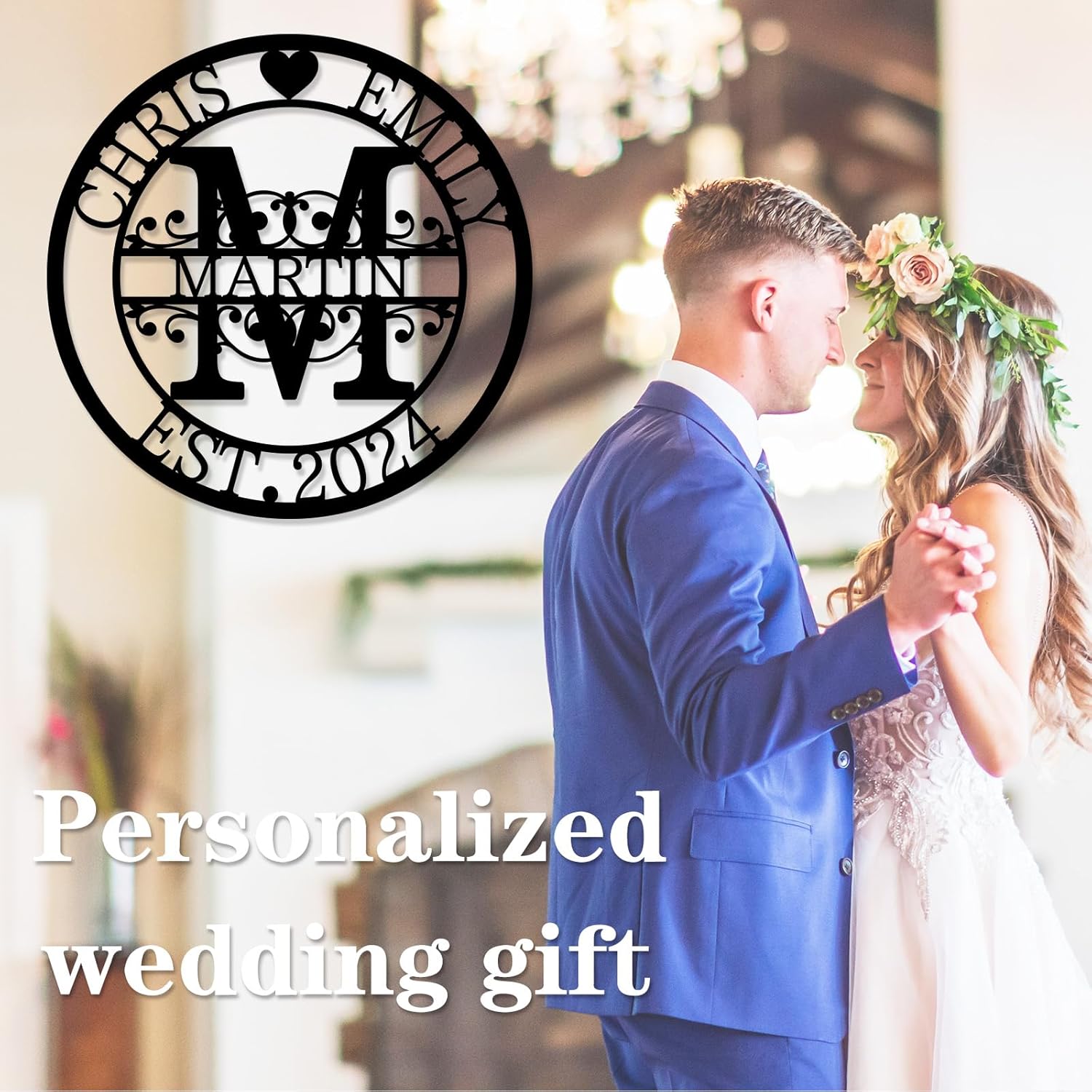 Custom Metal Monogram Sign for Wedding and Family