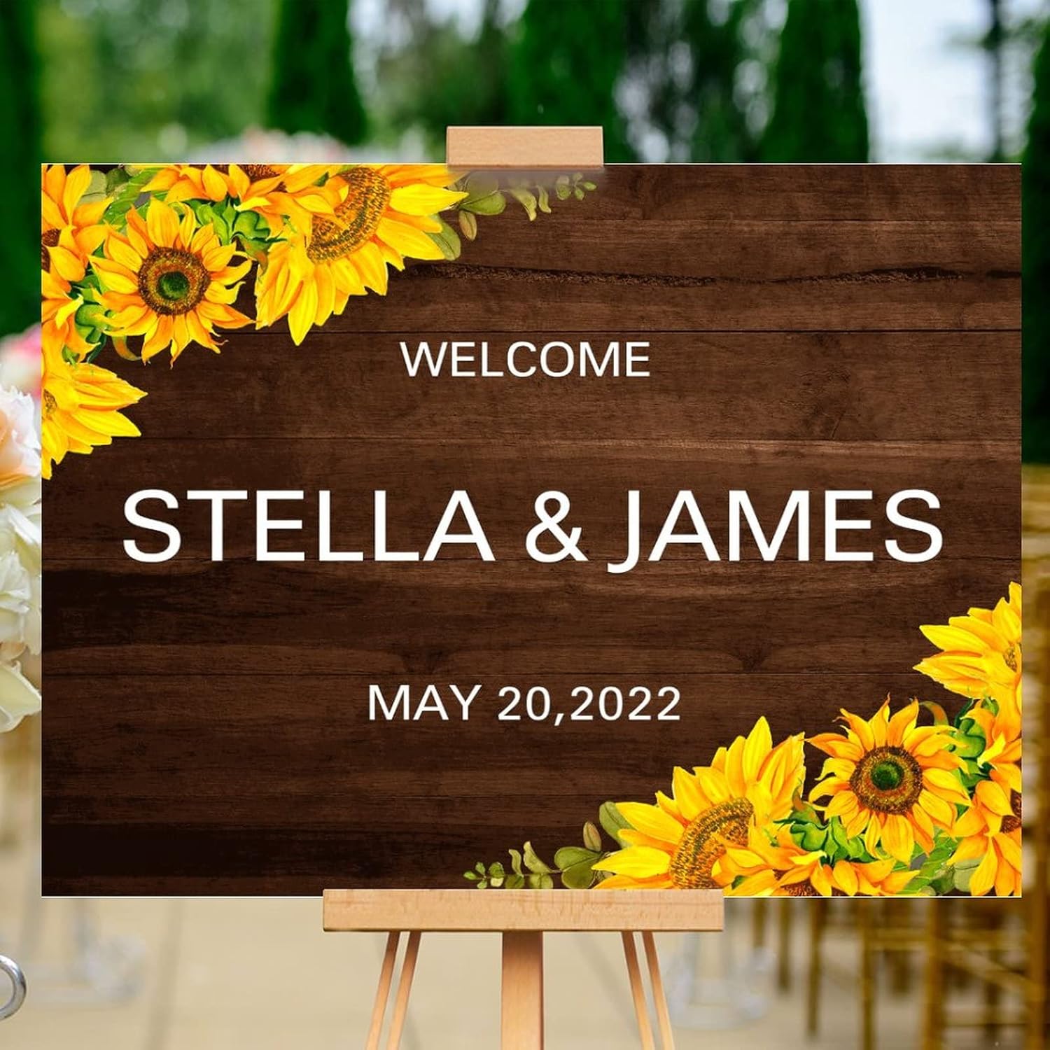 Alioyoit Wedding Welcome Sign with Sunflowers 1