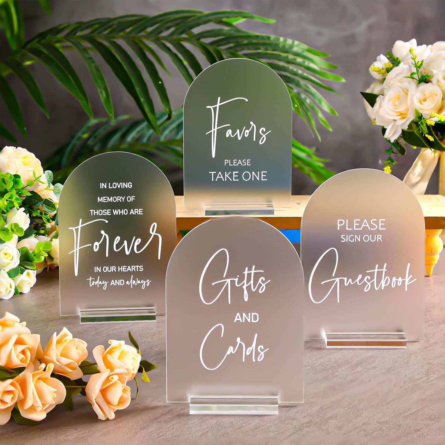Chunful 4 Pcs Clear Acrylic Wedding Signs With Stand