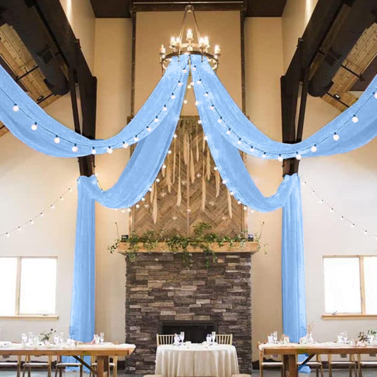 MODFUNS Light Blue Ceiling Drapes for Wedding and Party