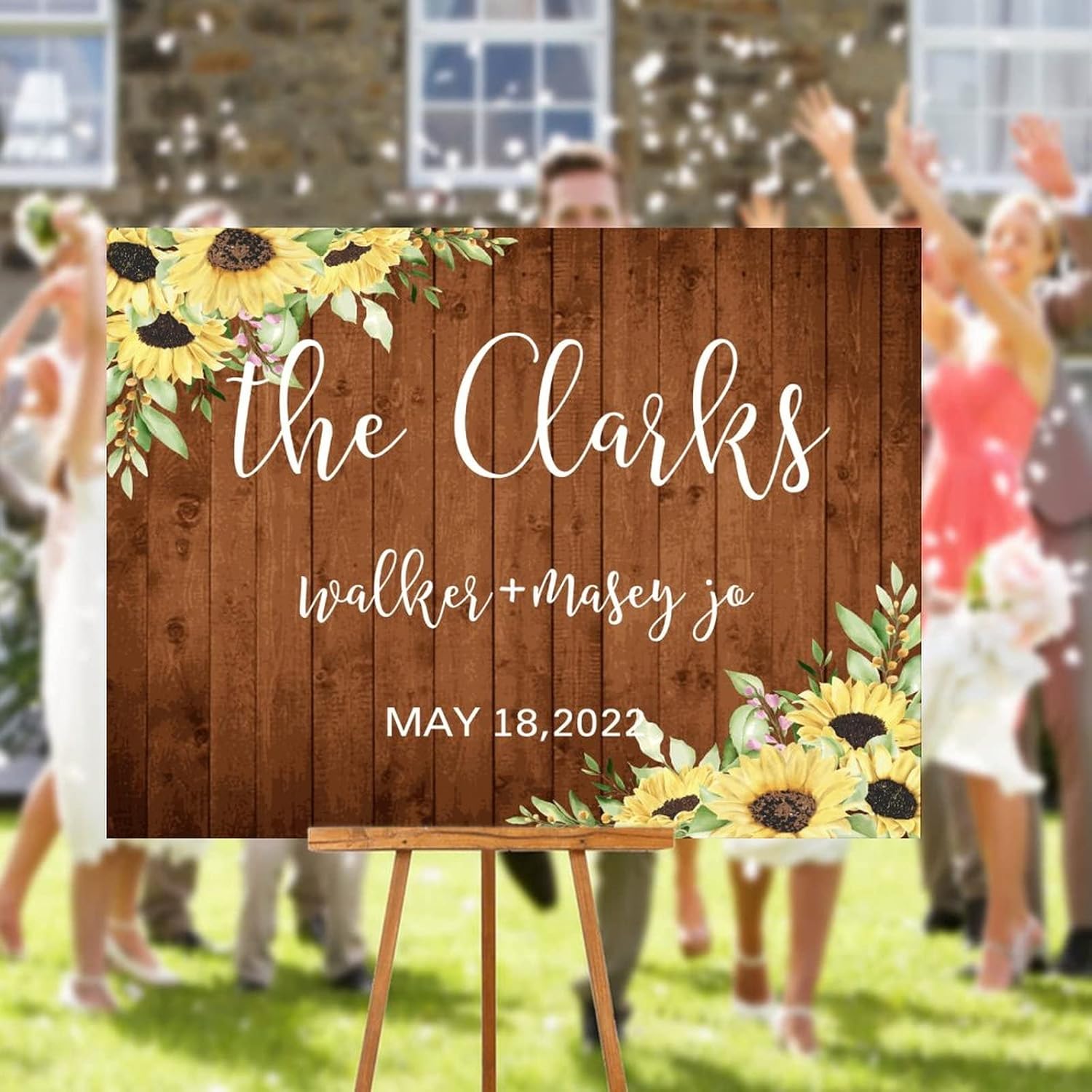 Personalized Wedding Welcome Sign Brown Wood 12x16 Inch
