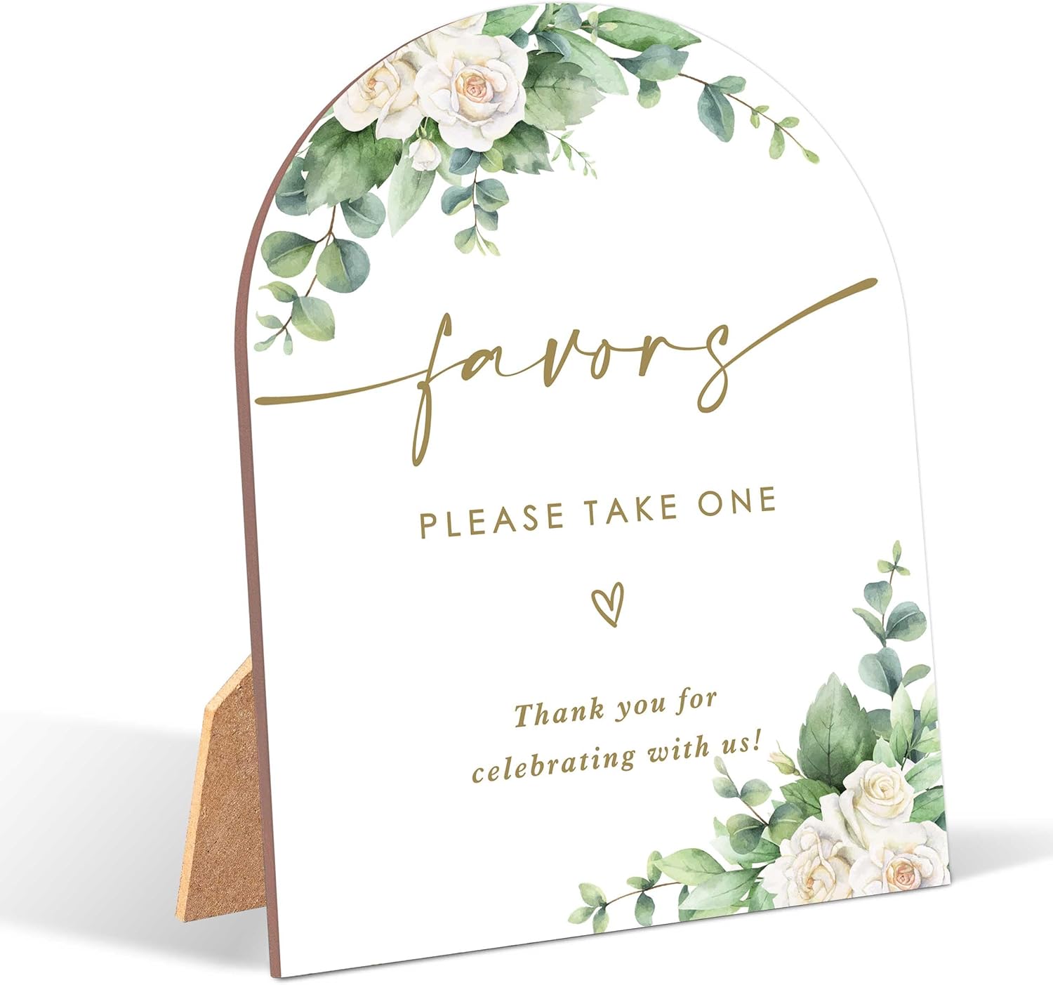 White Rose Wedding Arch Sign with Stand