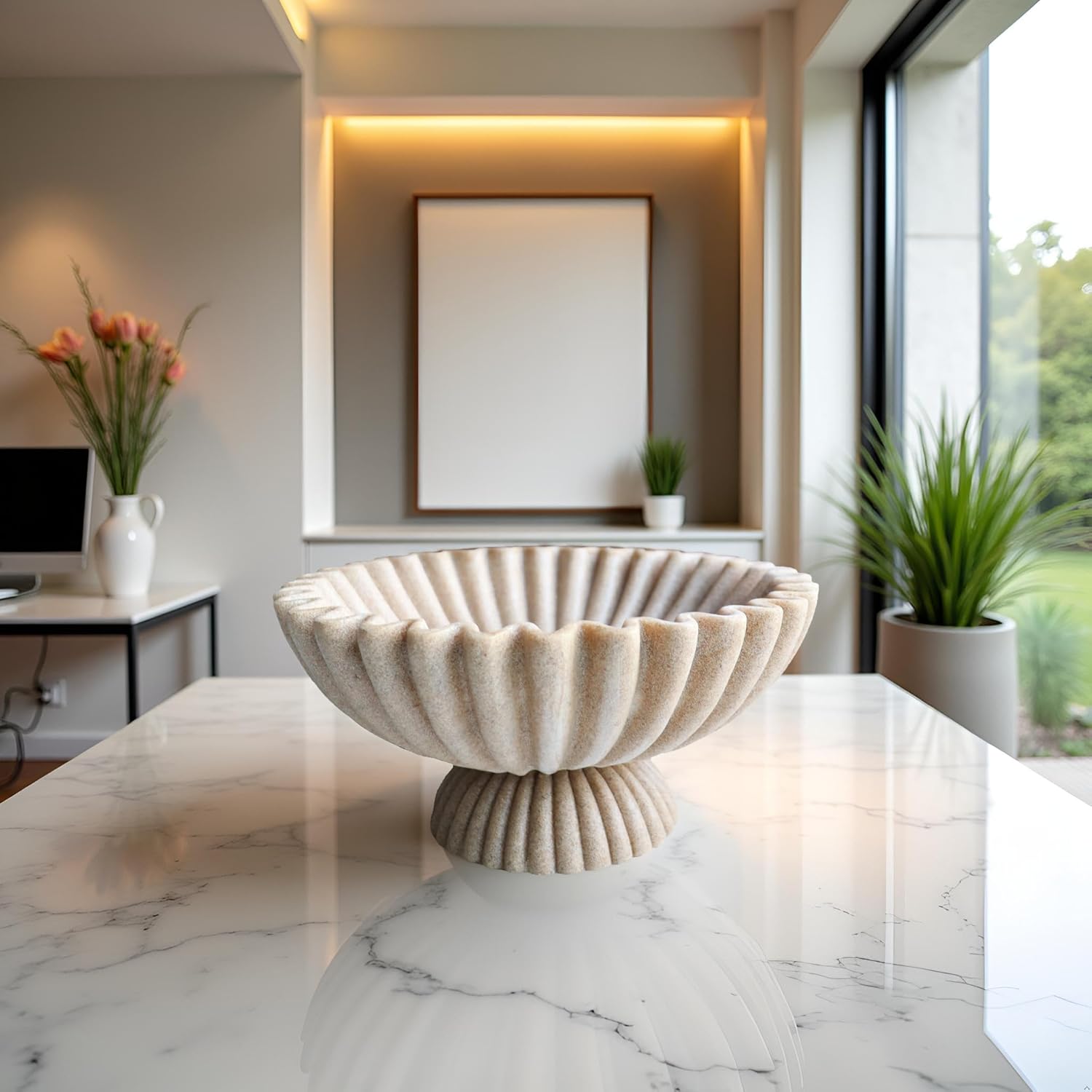 10 Inch Scalloped Decorative Bowl with Base