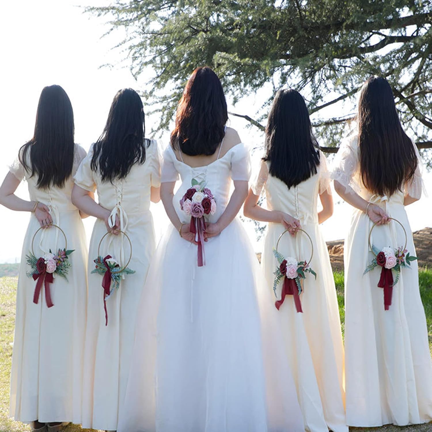 Red Wedding Floral Hoop Wreath for Bridesmaids