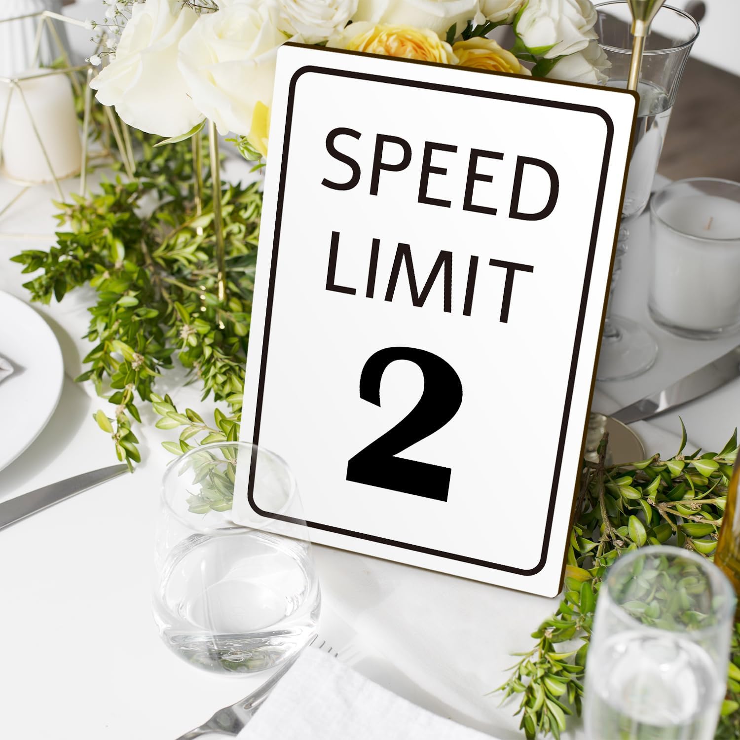Race Car Birthday Sign with Stand Speed Limit 2 Sign