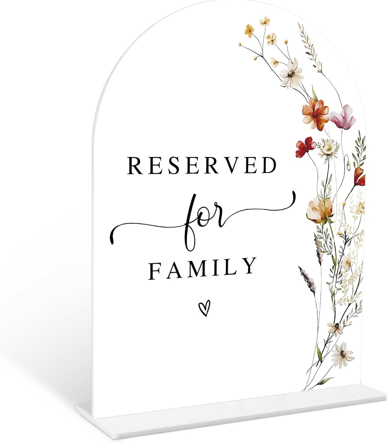 Boho Floral Wedding Sign White Arch Acrylic 6x8 Inch