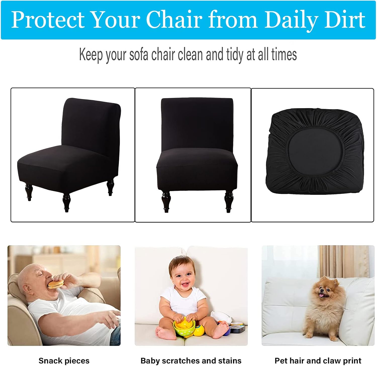 SHILINTONG Armless Chair Cover Spandex Jacquard