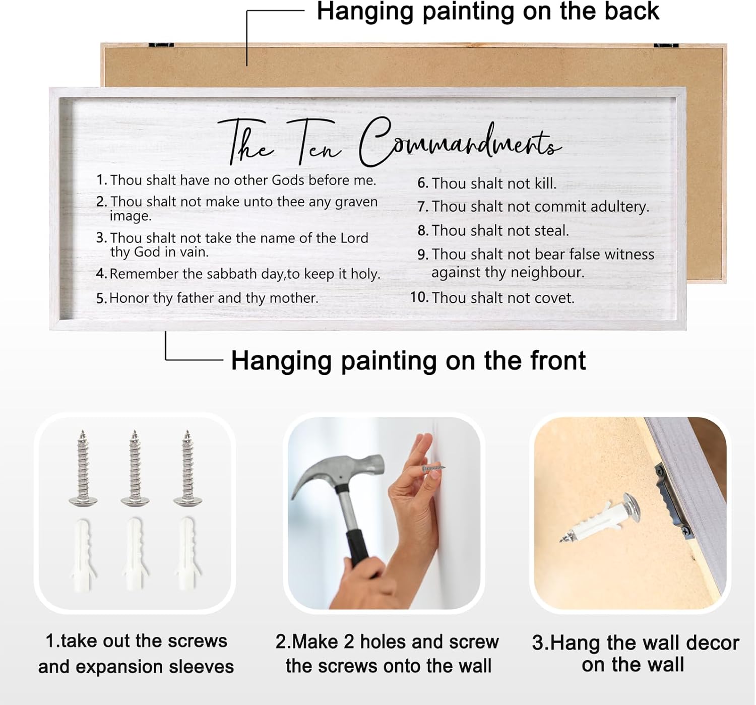 Homuvdok Ten Commandments Framed Wall Art 40x15