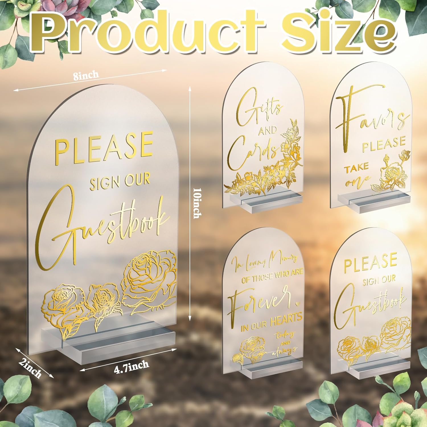 Chunful 4 Pc Clear Acrylic Wedding Sign with Stand