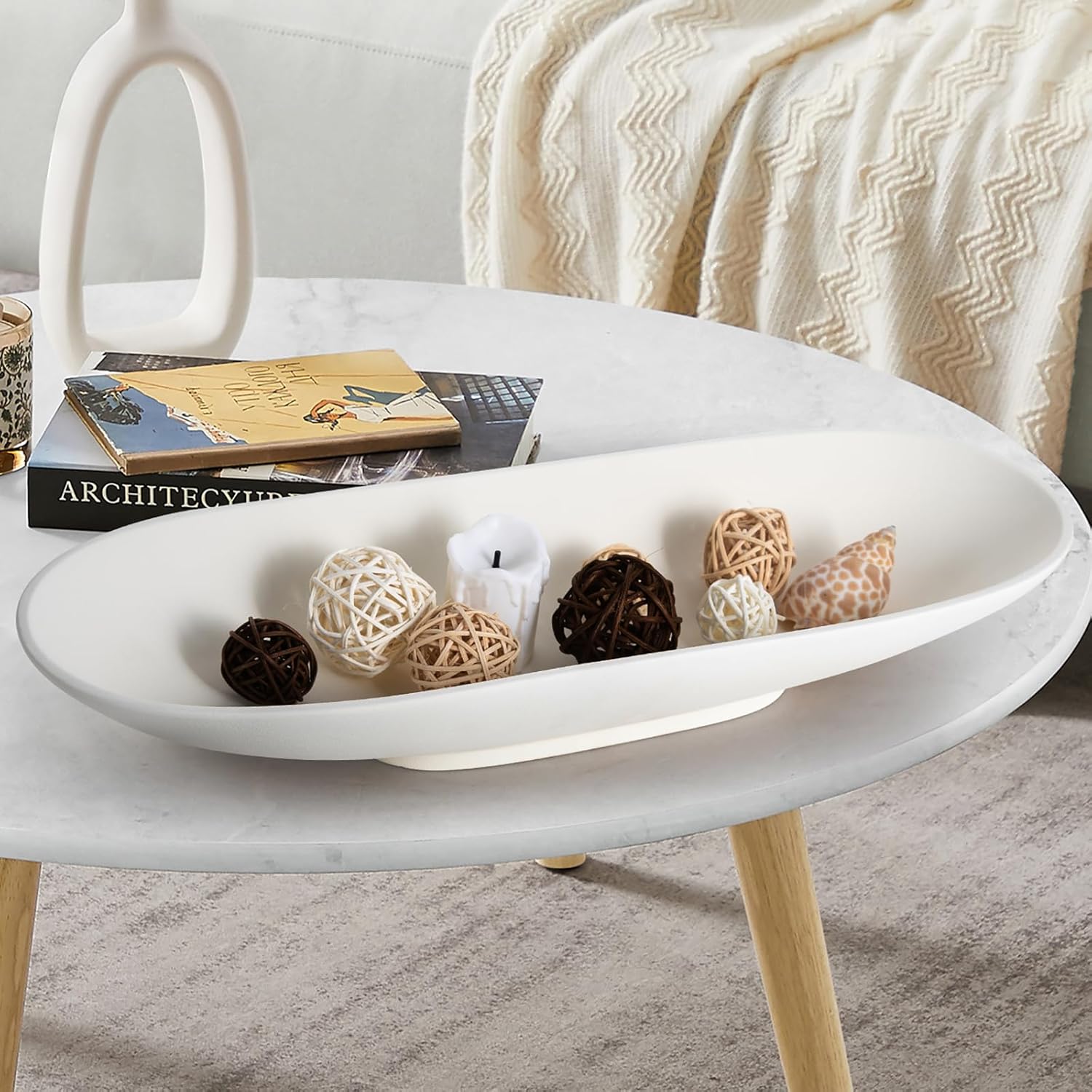 Large Decorative Long Bowl for Home Decor