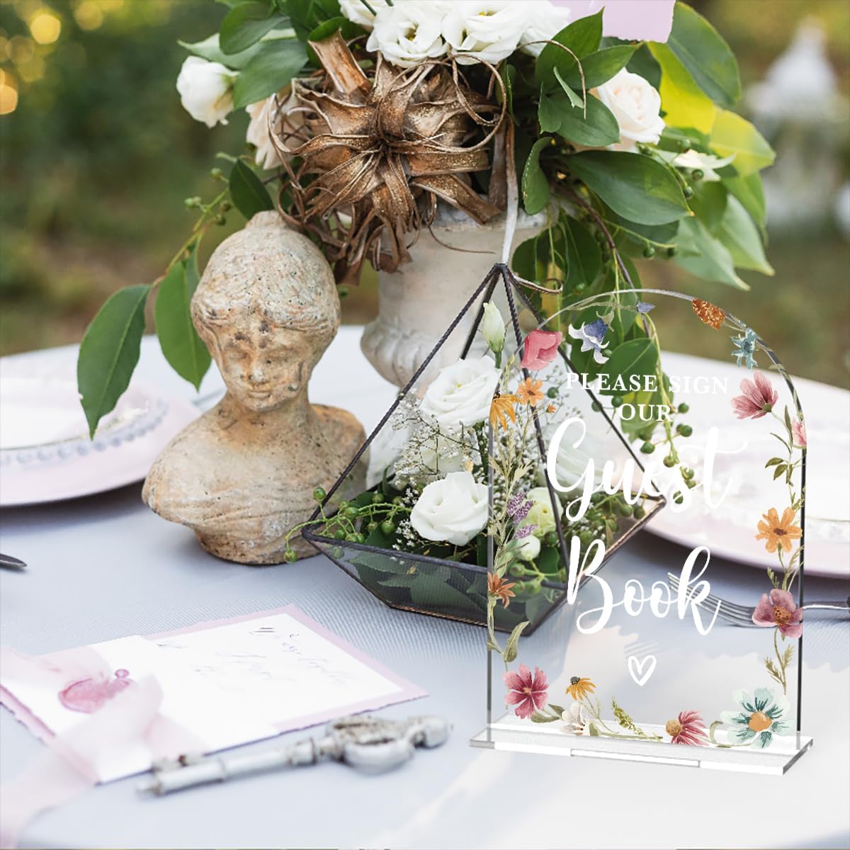 Wildflowers Acrylic Wedding Sign Guestbook Arch Table Decor
