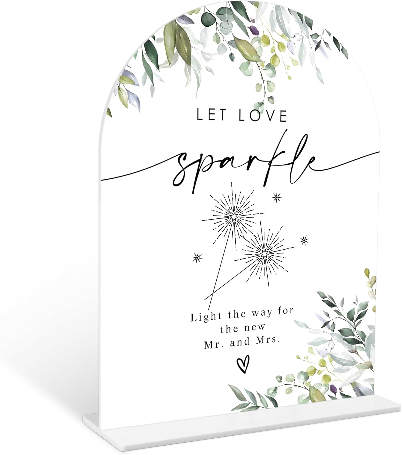 Greenery Let Love Sparkle Wedding Sign 6x8 Inch