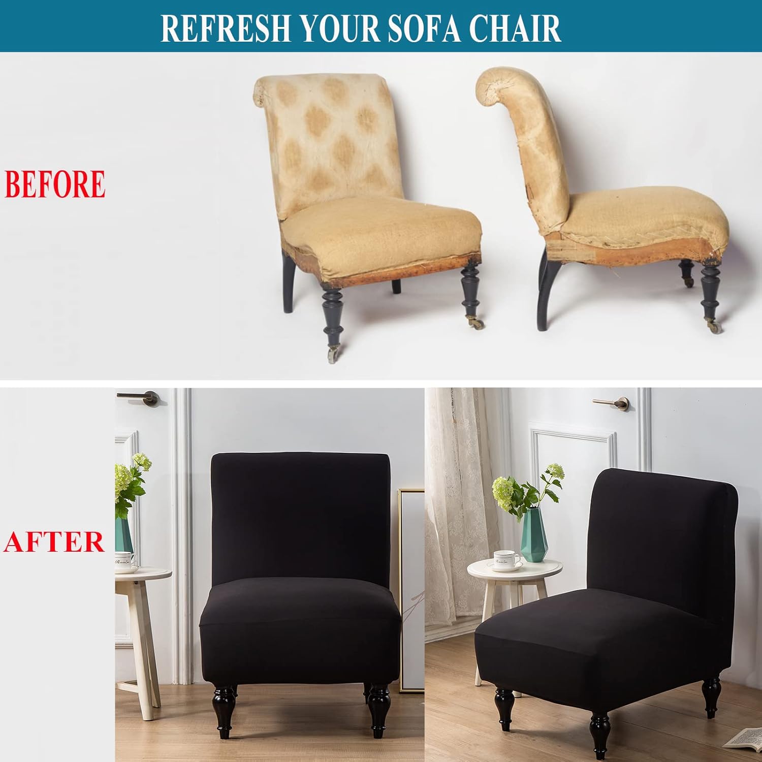 SHILINTONG Armless Chair Cover Spandex Jacquard