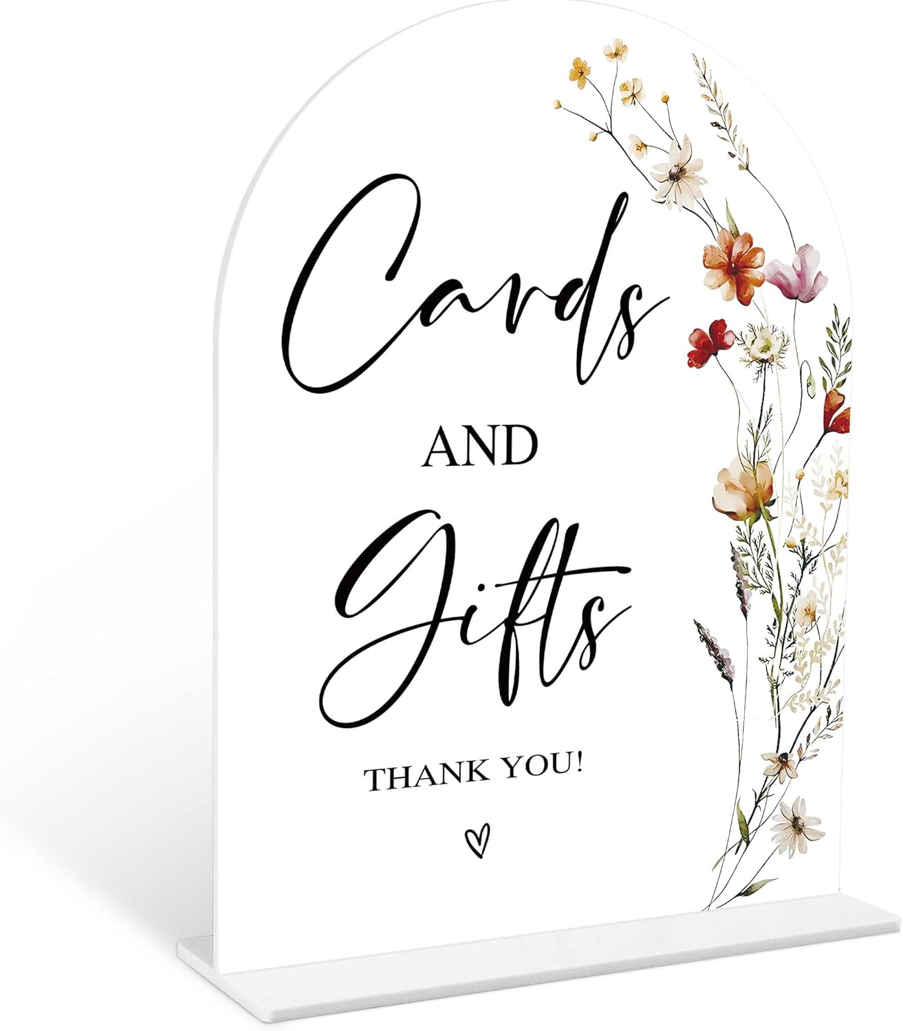 Boho Floral Wedding Sign with Holder 6x8 Inch Acrylic