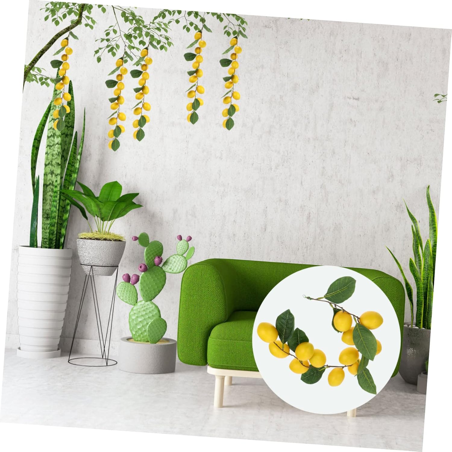 VOSAREA 1pc Lifelike Lemon Rattan Hanging Wall Art