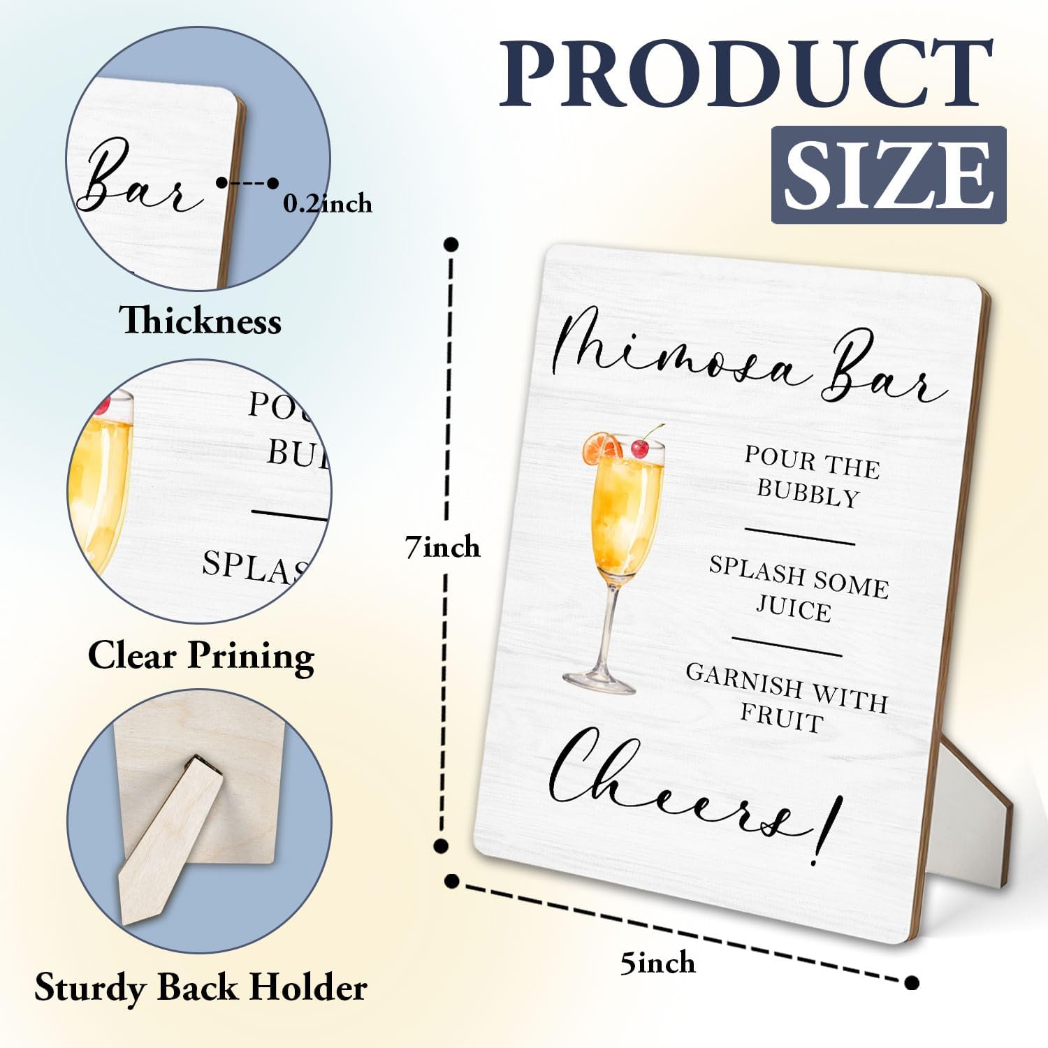 Mimosa Bar Sign 5x7 Inch Wooden Stand