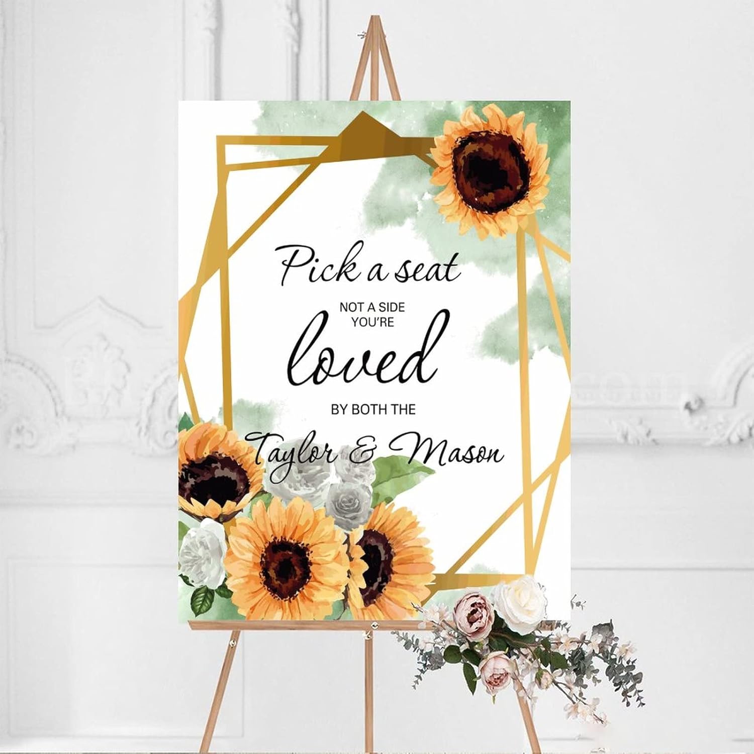 Custom Wedding Welcome Sign with Sunflower Design