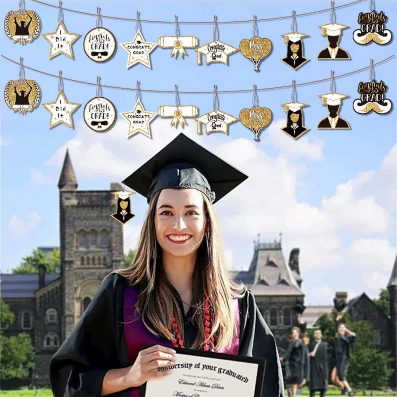 Dzrige 10Pcs Graduation Hanging Ornament Set