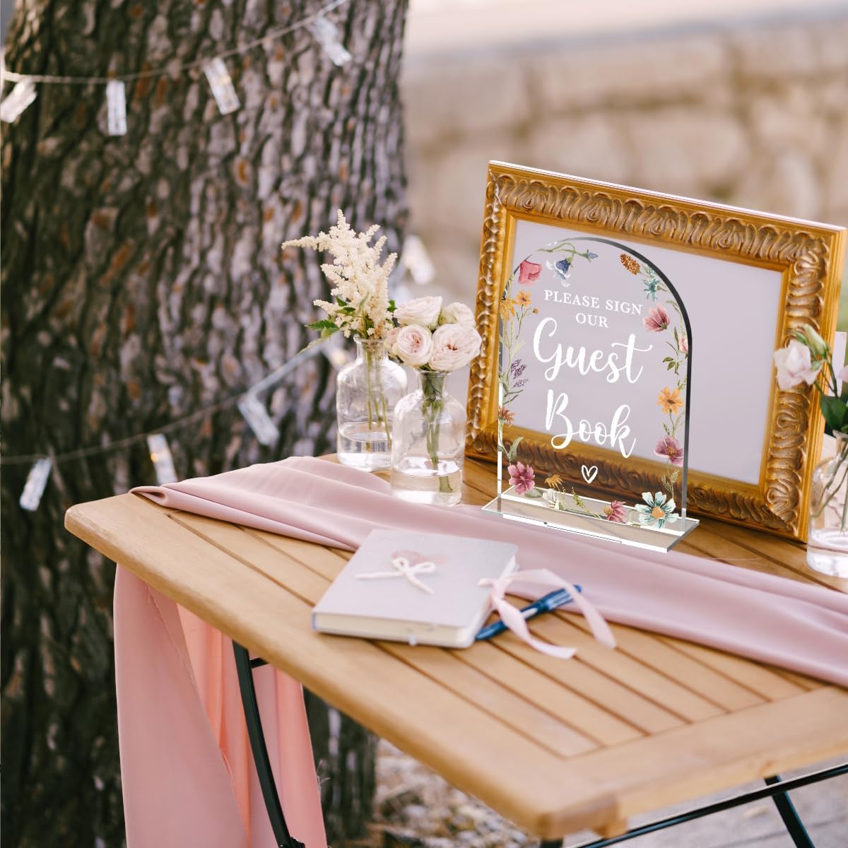 Wildflowers Acrylic Wedding Sign Guestbook Arch Table Decor