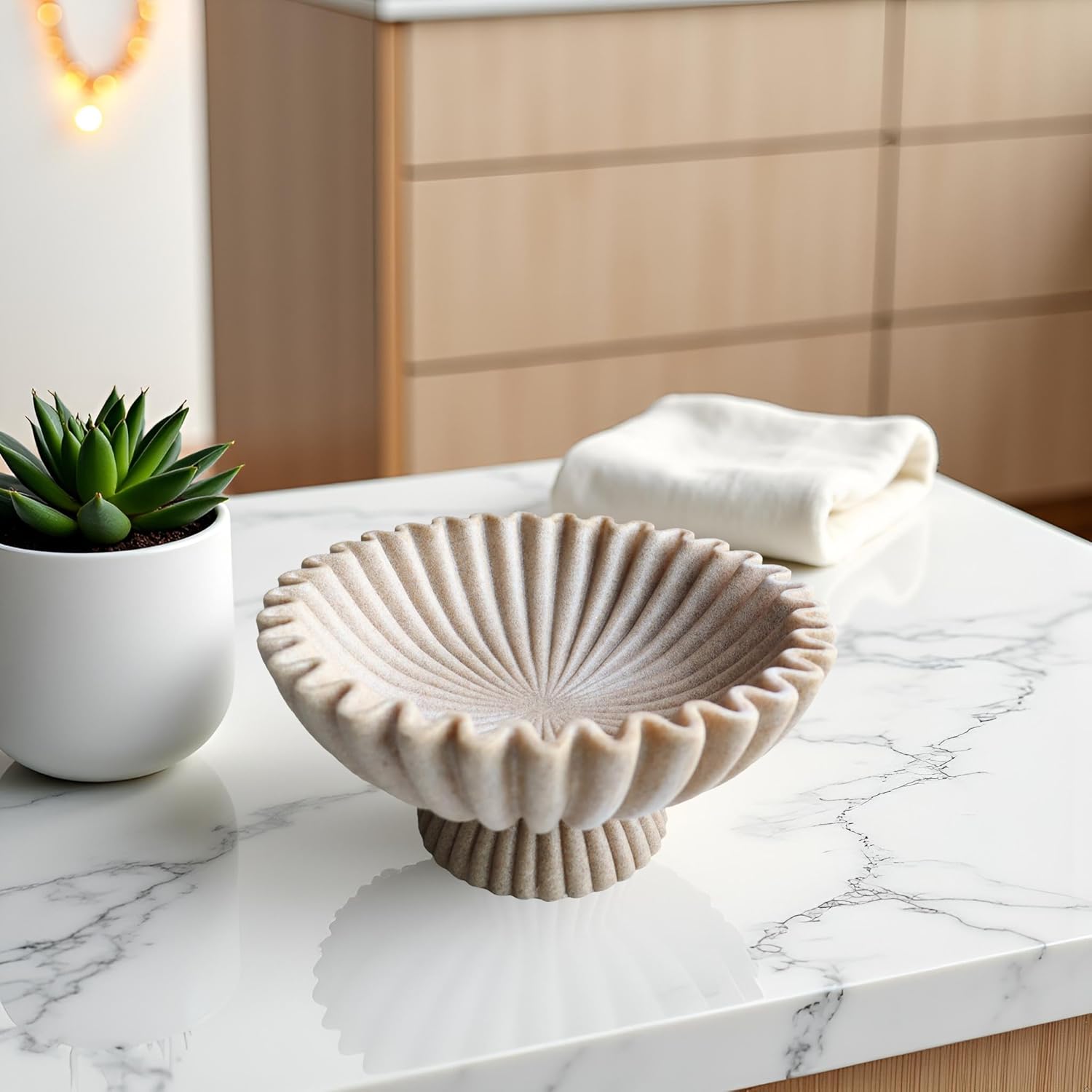 10 Inch Scalloped Decorative Bowl with Base