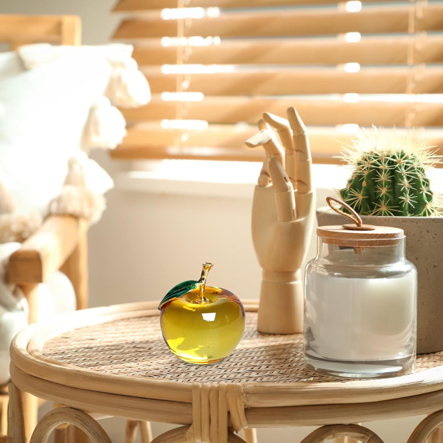 Yellow Glass Apple-Shaped Crystal Fruit Ornament