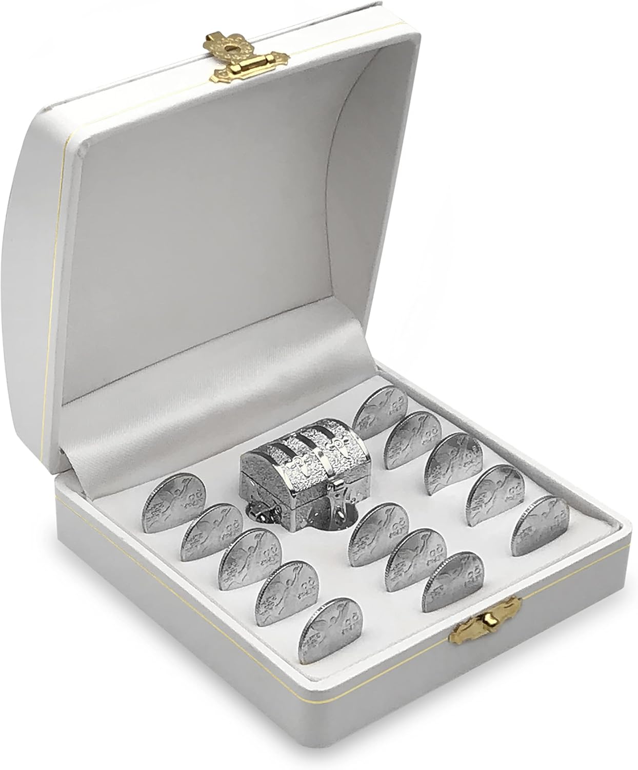Genrico Silver Plated Wedding Unity Coins Set with Display Case