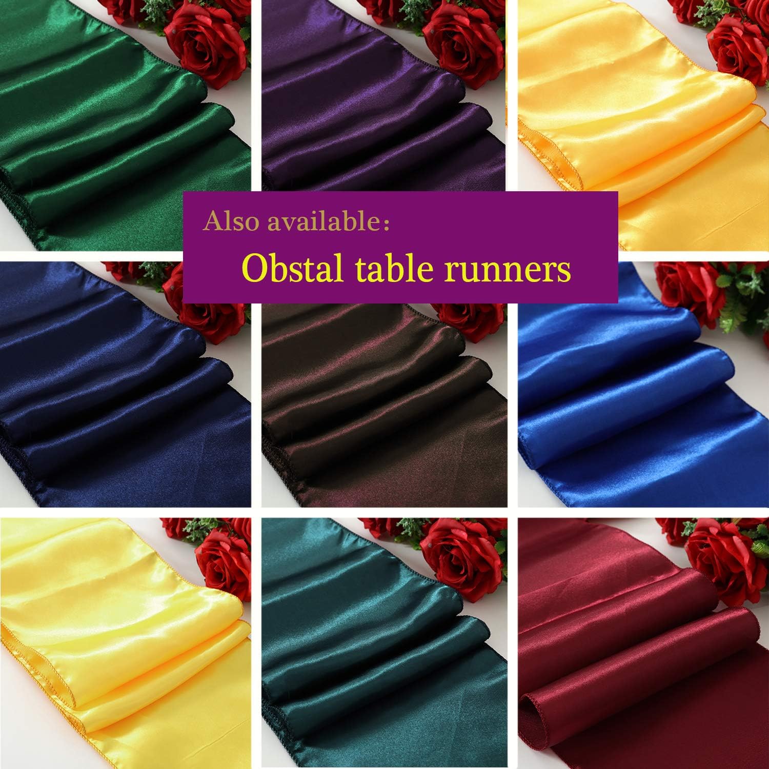Obstal 10 pcs Satin Chair Sashes Bows for Wedding Reception