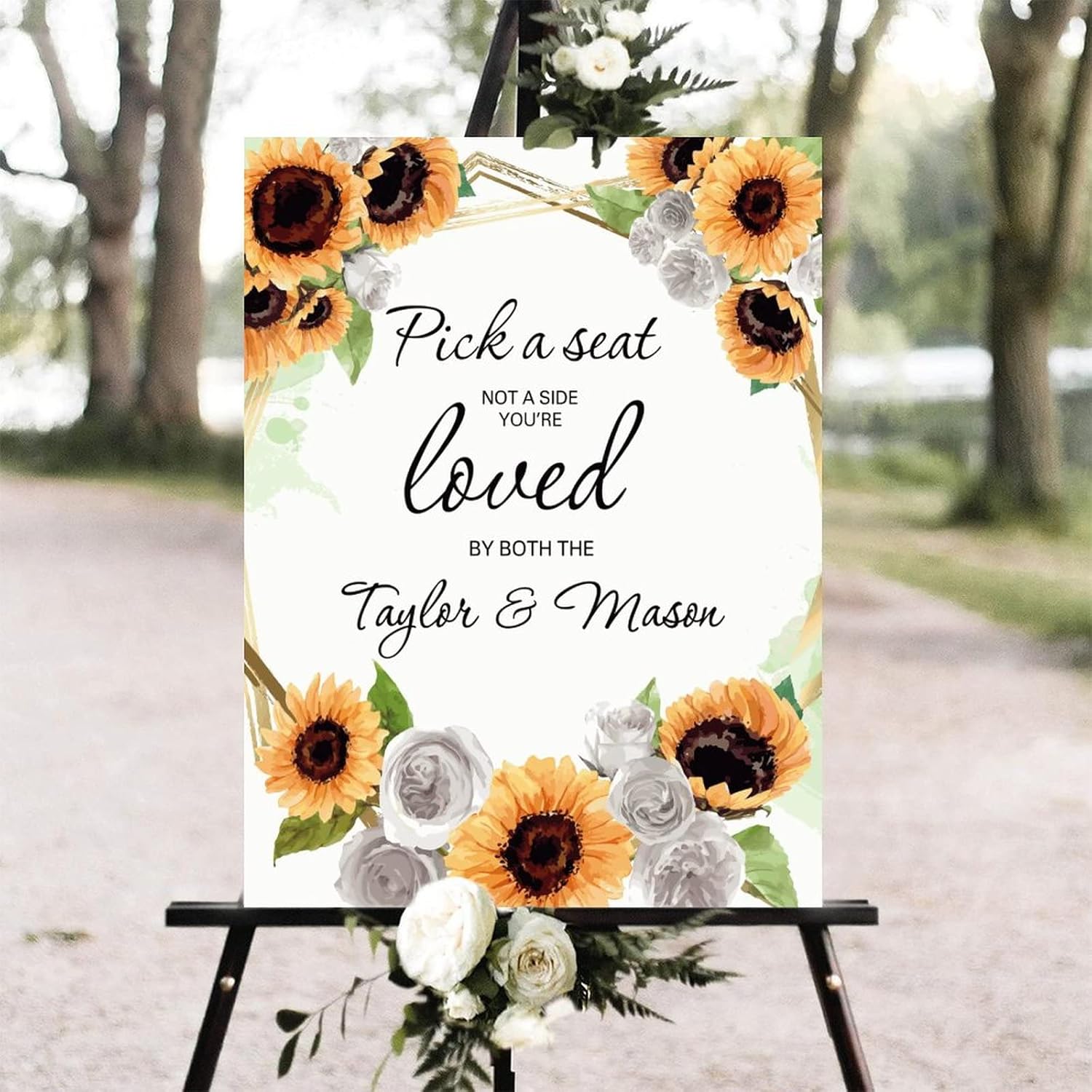 Alioyoit Wedding Welcome Sign with Sunflowers