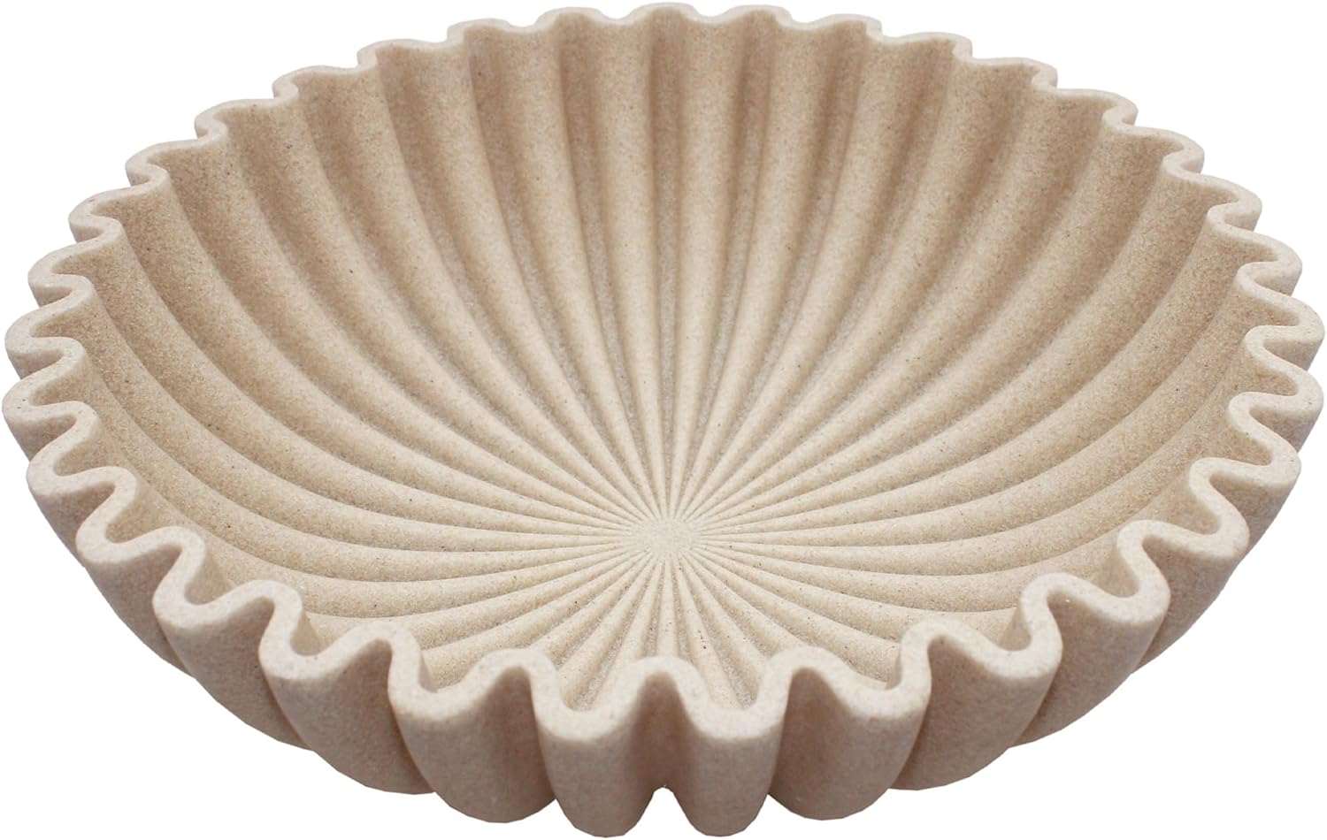 Ruffle Decorative Bowl Large Fruit Bowl Beige Artificial Stone