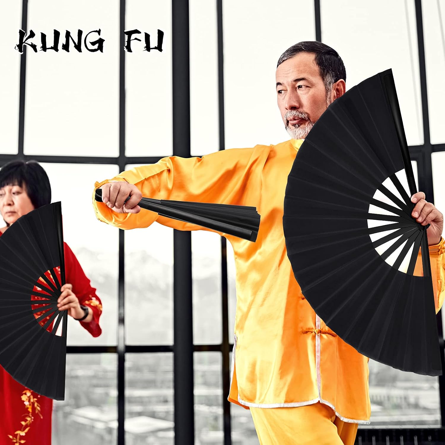 Blulu 4 Pcs 13 Inch Folding Dance Fans