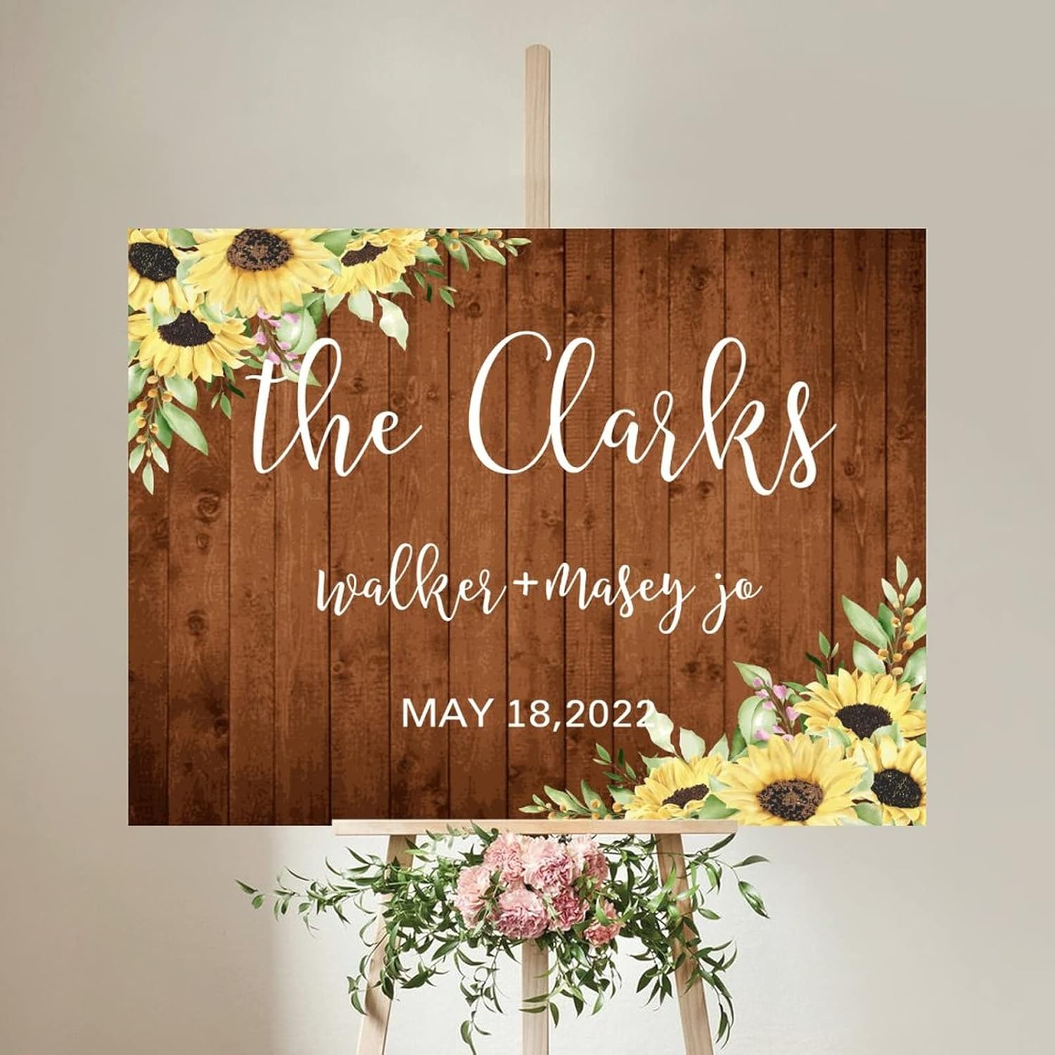Personalized Wedding Welcome Sign Brown Wood 12x16 Inch