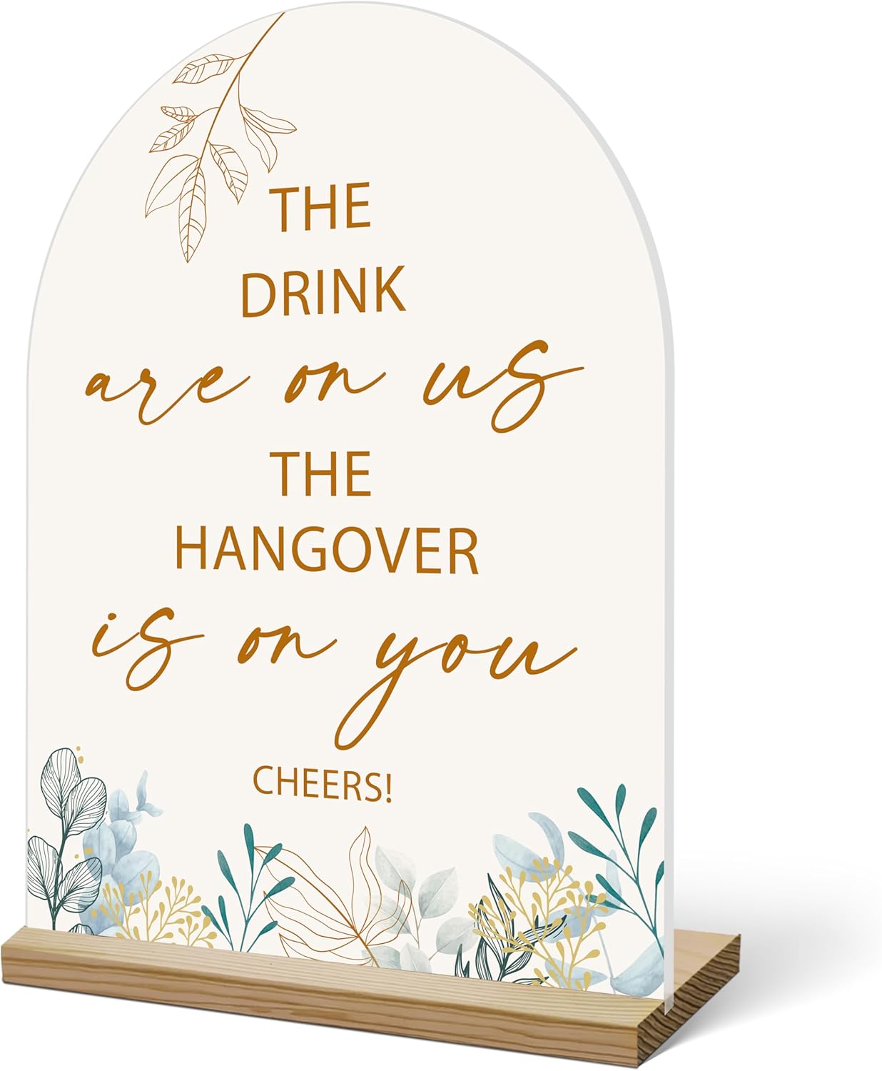 Wedding Bar Sign With Wood Base - 8x11 Acrylic 1