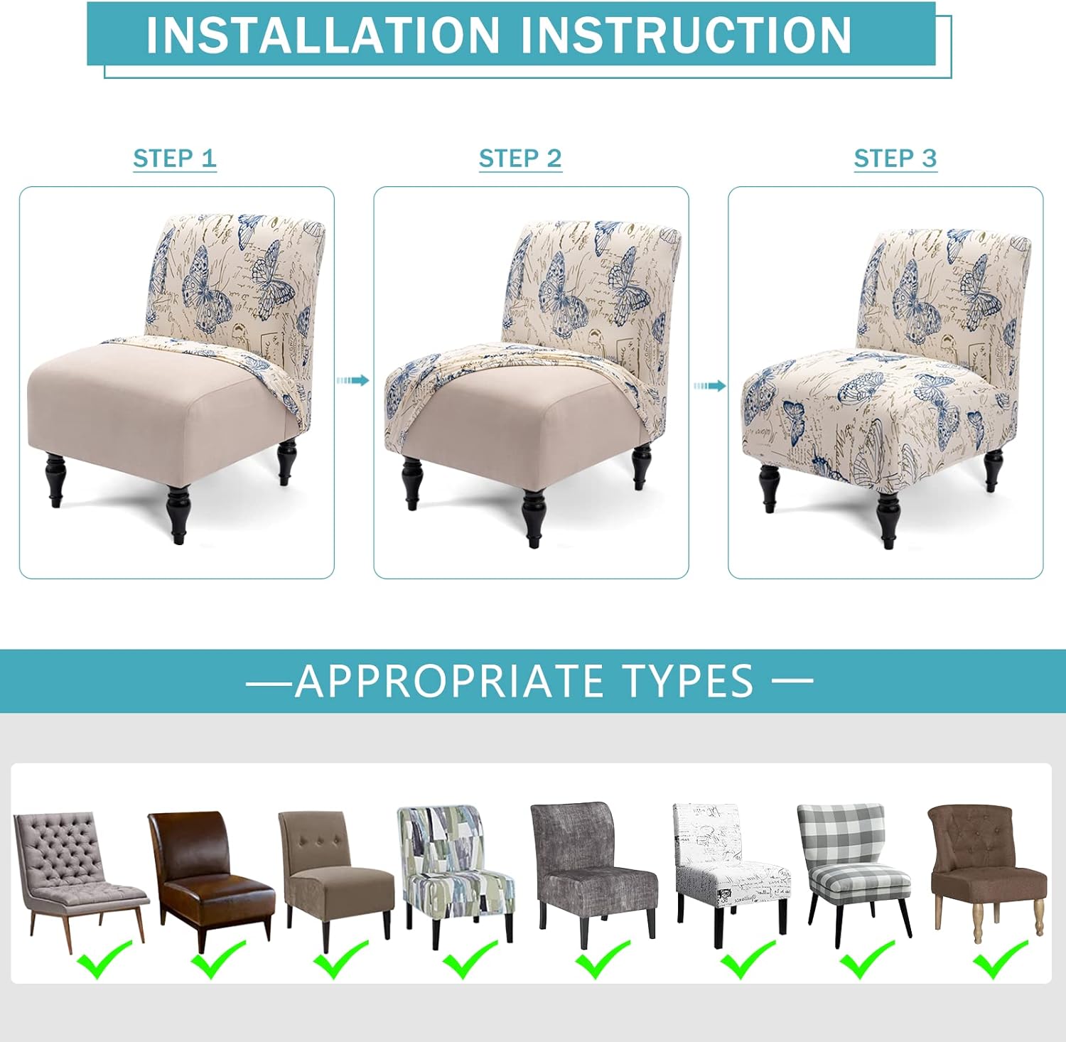 Iauddy Armless Accent Chair Slipcover Cover