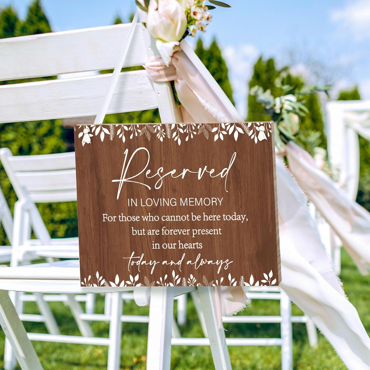 Rustic Wedding Memorial Sign with Ribbon