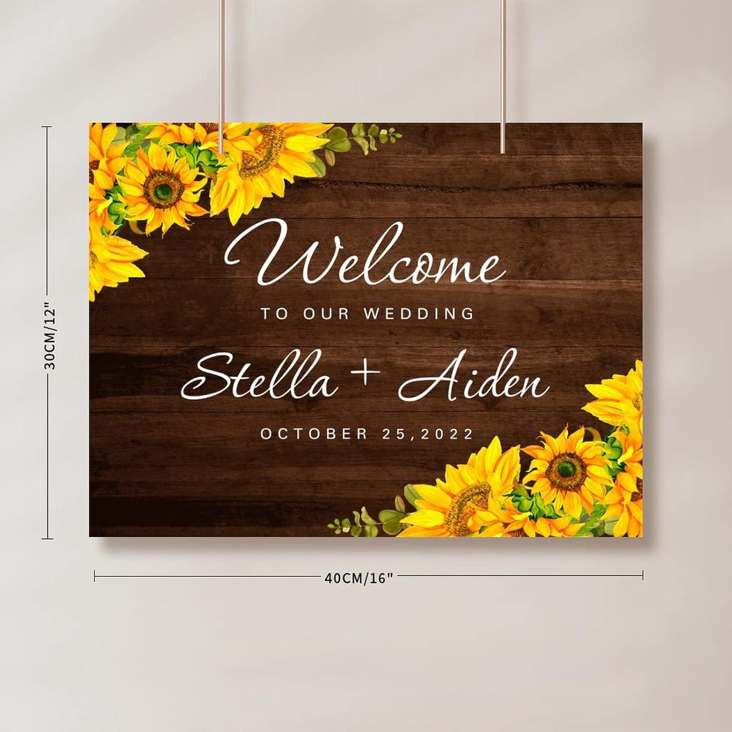 Custom Wedding Welcome Sign with Sunflowers Design