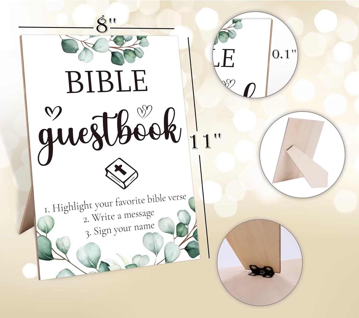 Wedding Bible Guest Book Stand Sign 8x11