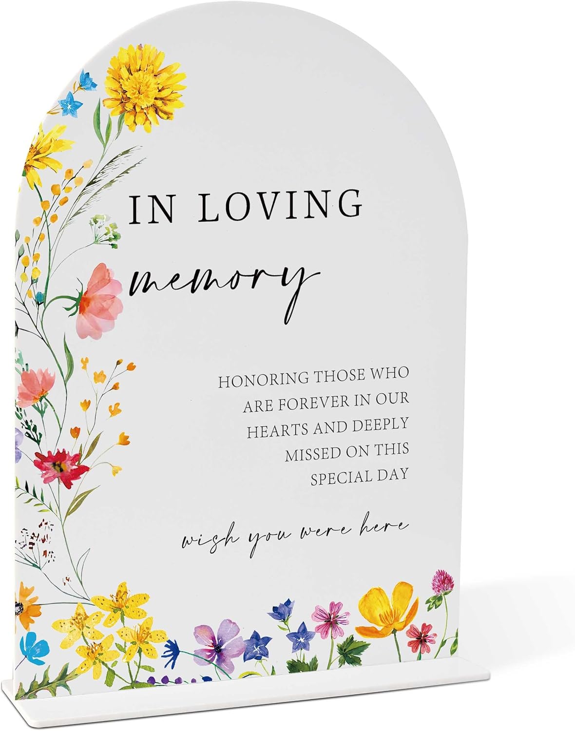 Floral Wedding Memory Sign 8x11 White Acrylic with Holder
