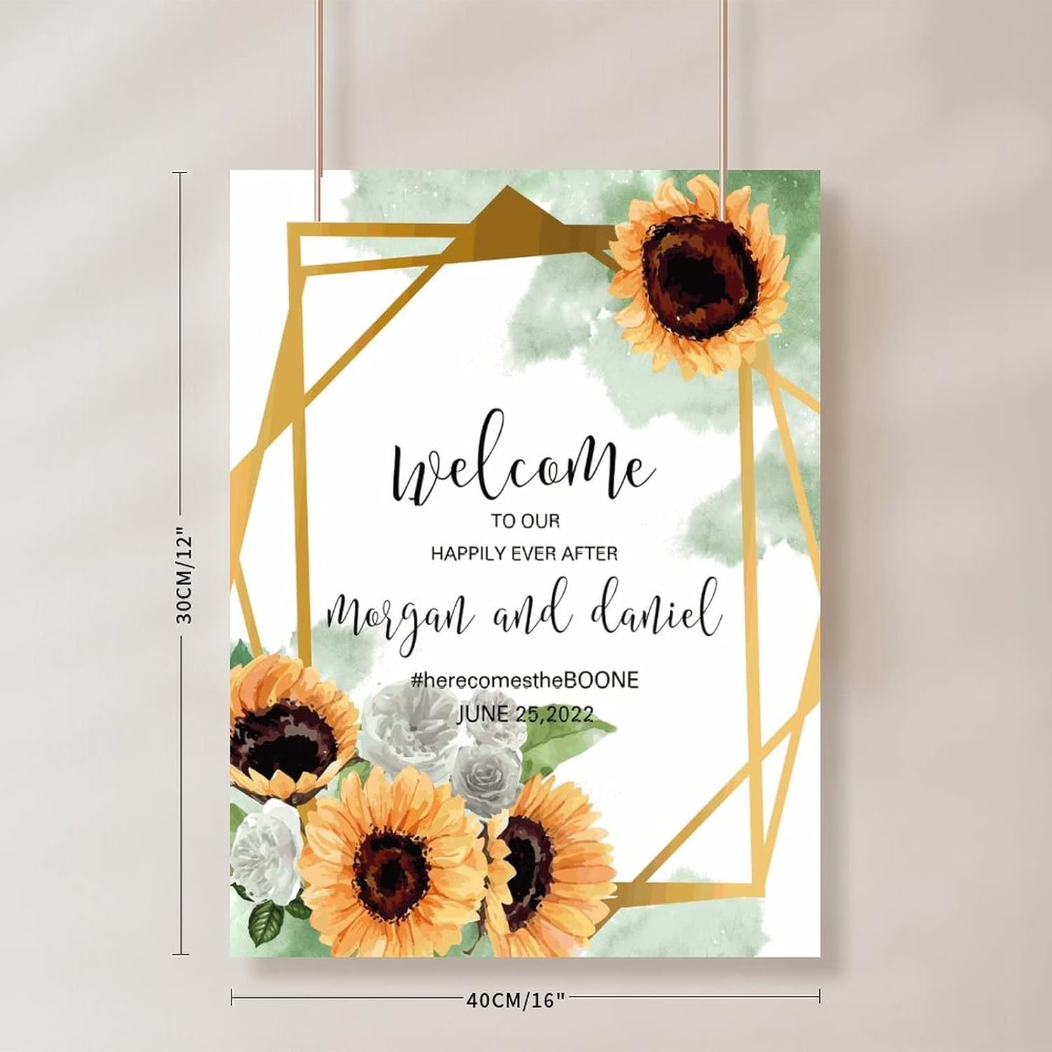 Alioyoit Wooden Wedding Welcome Sign with Sunflower Design