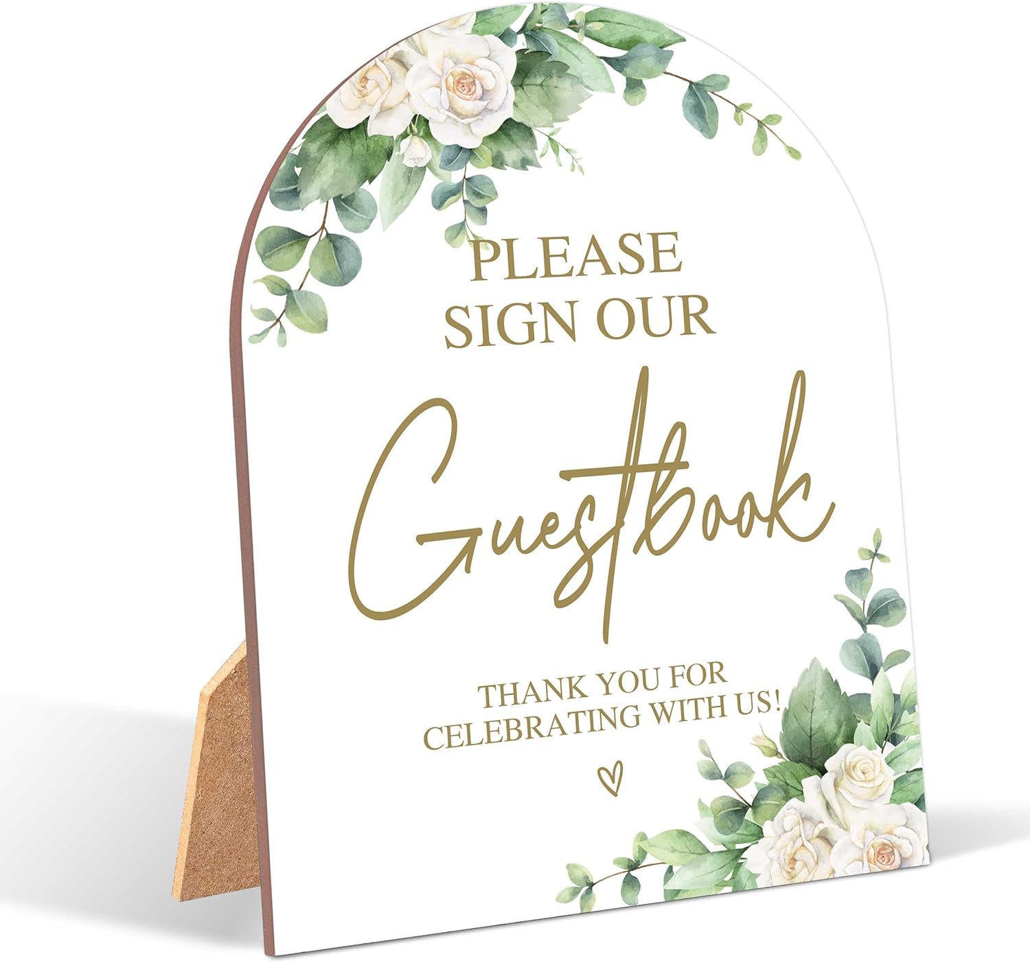 White Rose Wedding Guestbook Sign with Stand