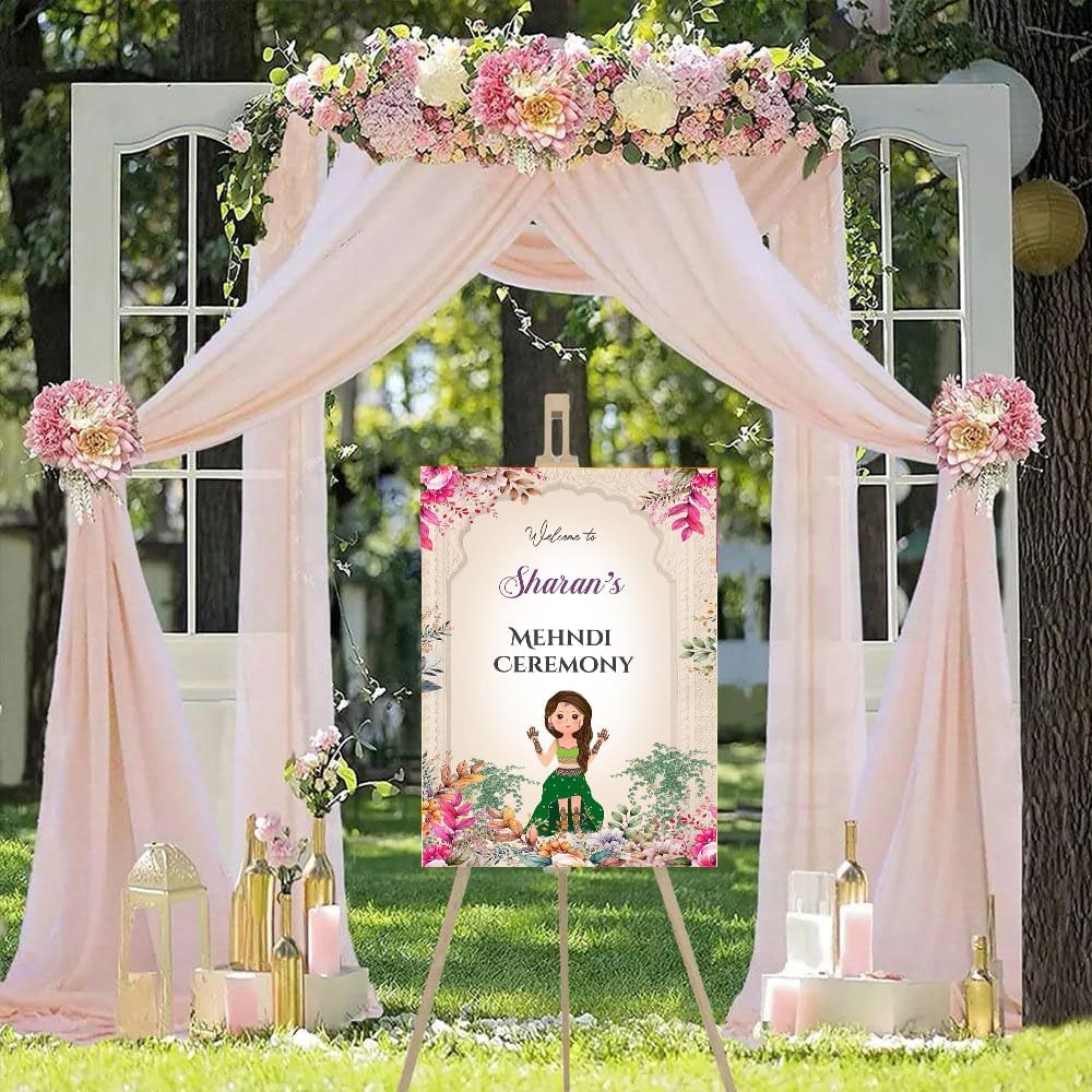 Indian Mehndi Ceremony Welcome Sign Board
