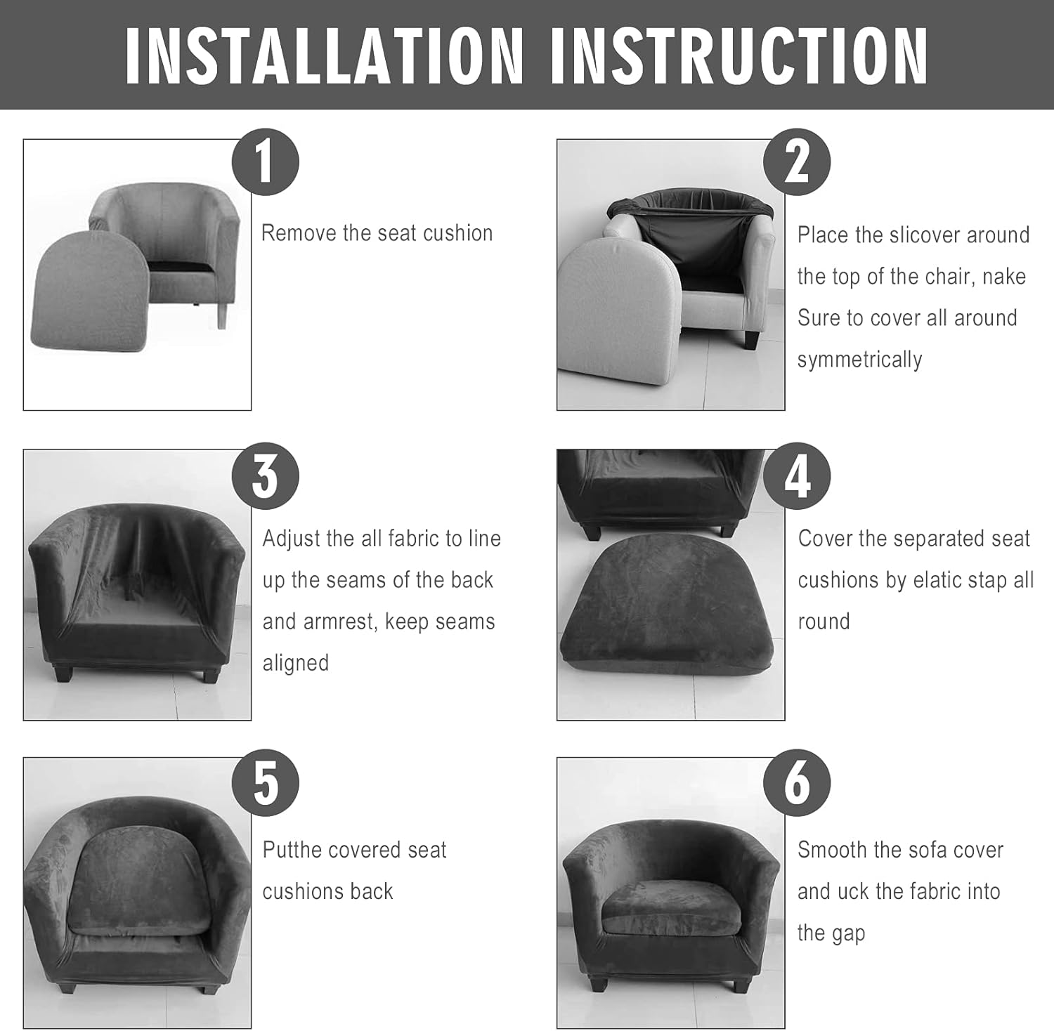 MIFXIN 2 Piece Velvet Tub Chair Covers Set