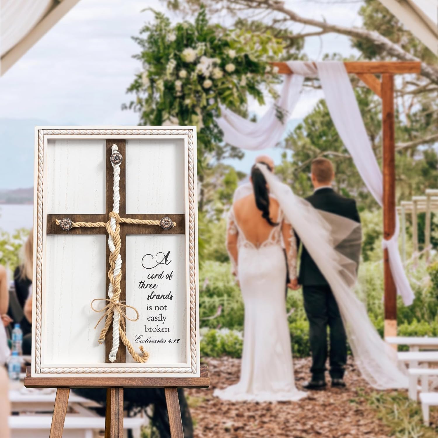 Three Strand Unity Wedding Cross Sign 10x15in
