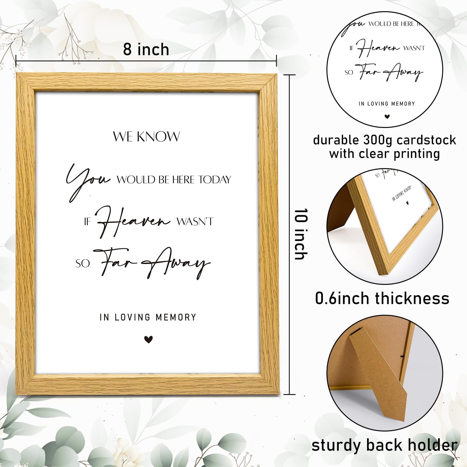 Wedding Memorial Sign with Wood Frame 8x10 Inch